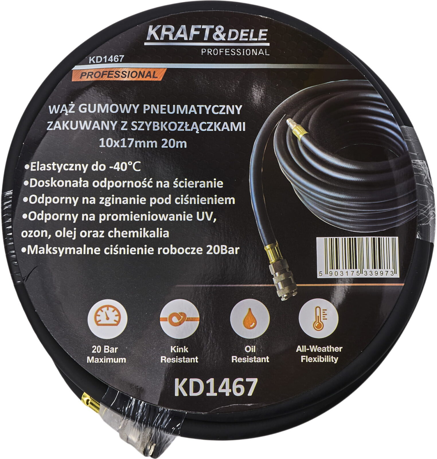 Surutud pneumaatiline voolik 10×17mm 20m KD1467