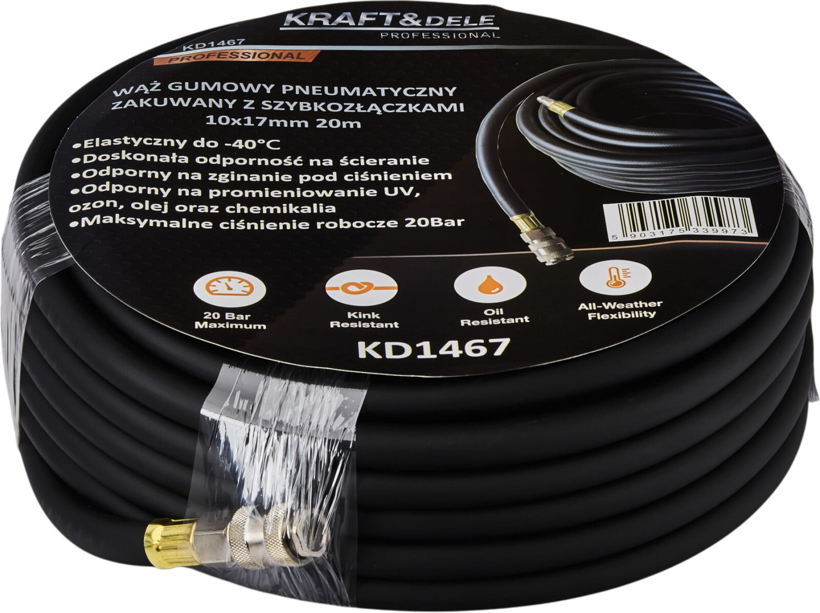 Surutud pneumaatiline voolik 10×17mm 20m KD1467