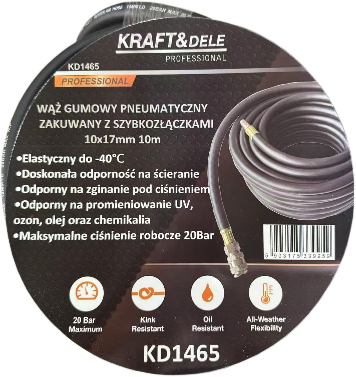 Surutud pneumaatiline voolik 10×17mm 10m KD1465