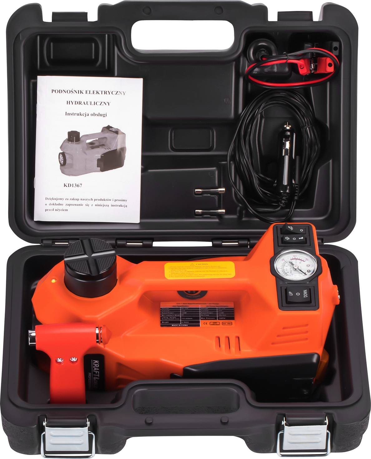Autotõstur 12V + kompressor + taskulamp KD1367