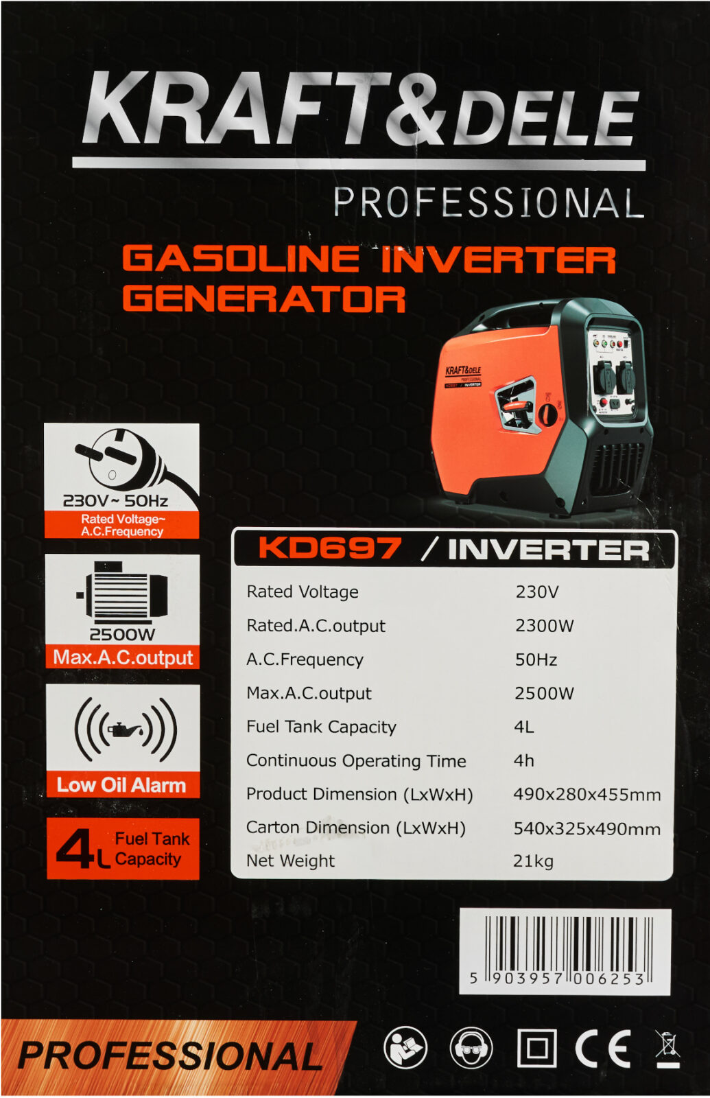 Invertergeneraator 2,3 kW / 2,5 kW KD697