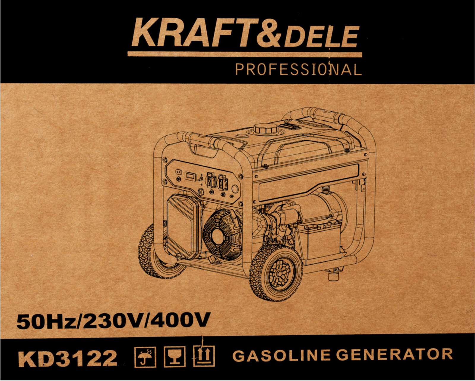 GENERAATOR 12V 230V 400V 9kW BENSIIN KD3122