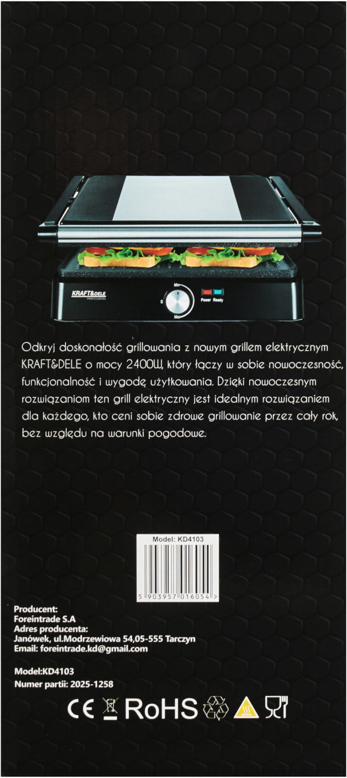 Elektriline grill 2400 W KD4103