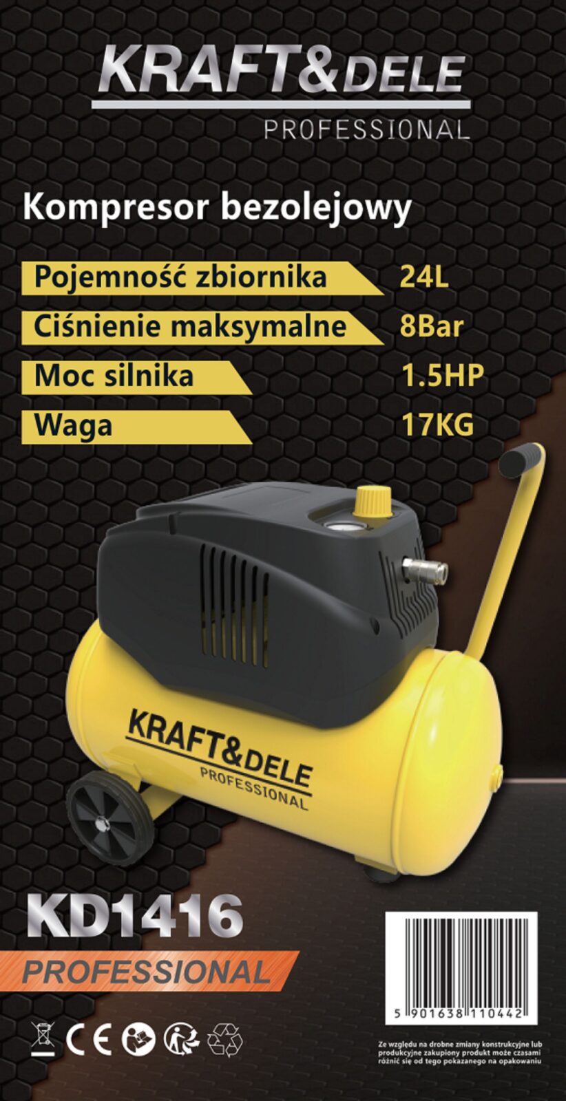 Õlivaba kompressor 24L 8bar KD1416