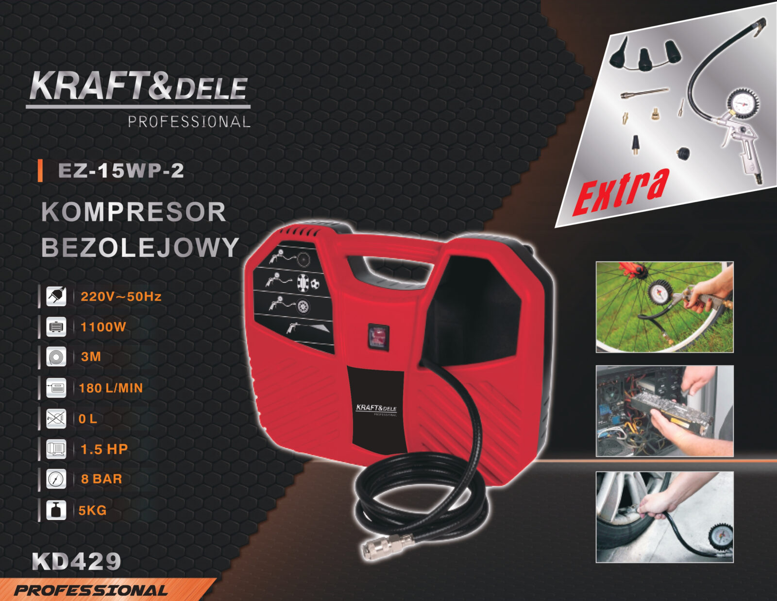 Õlivaba kompressor 1100W KD429