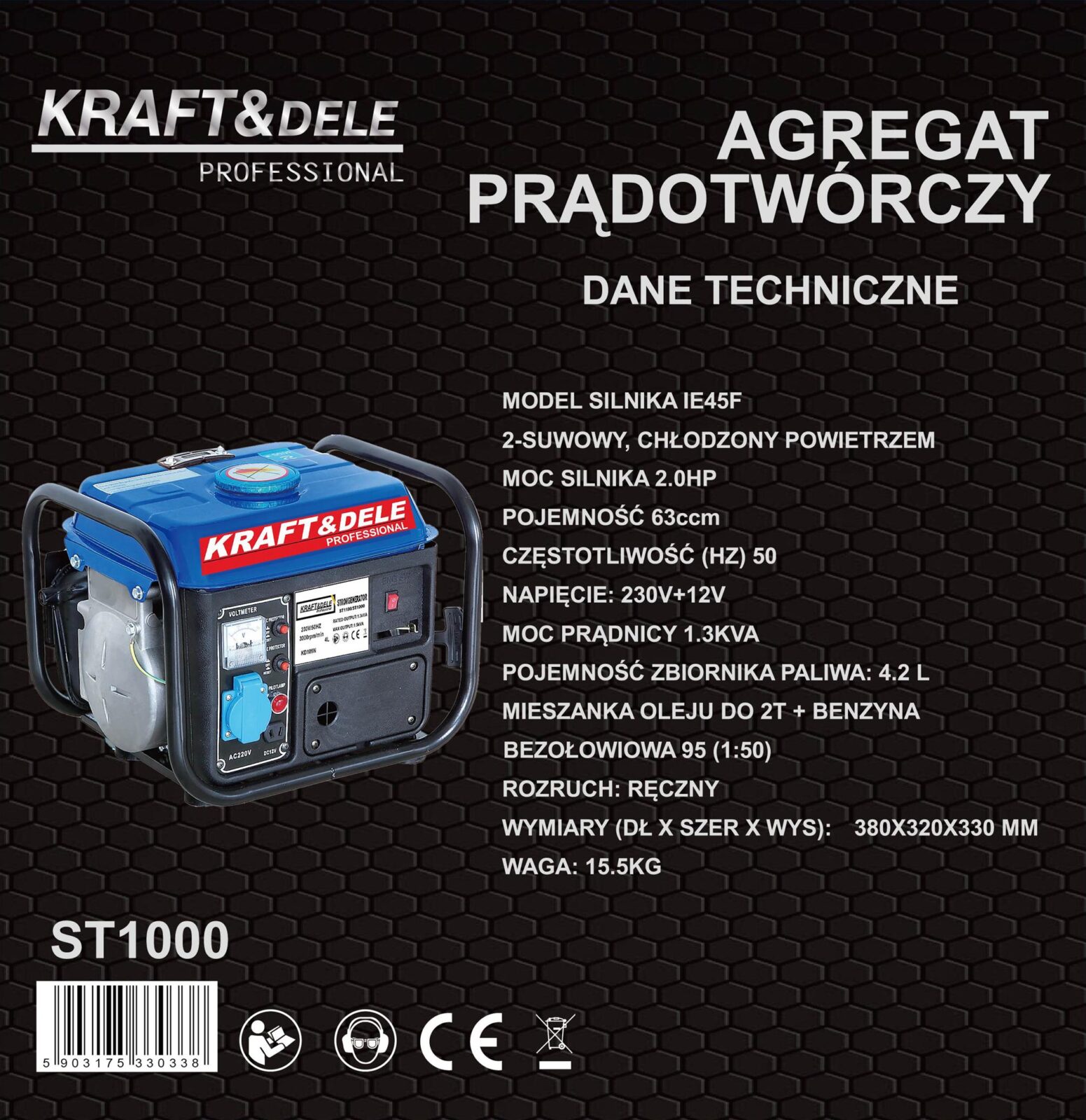 Generaator 1200W 12/230V KD109N