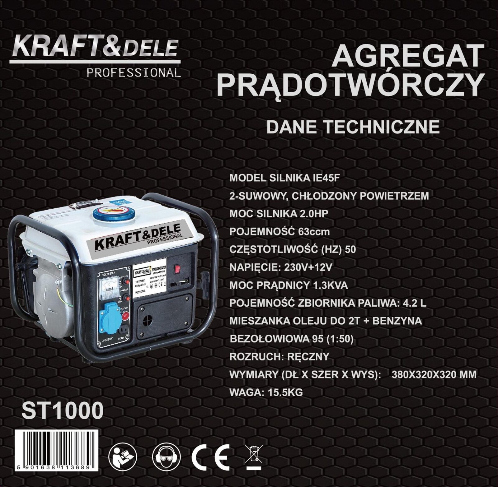 Generaator 1200 W 12/230 V KD109B
