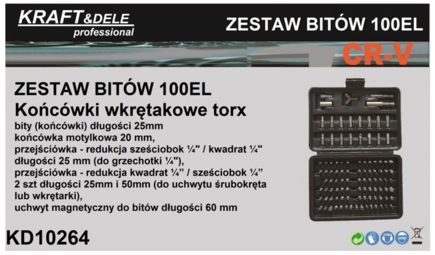 Torx bittide – otsikute komplekt KD10264 100 el.
