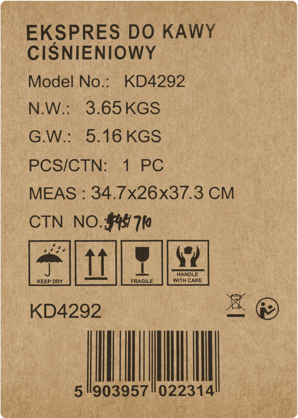 ESPRESSOKOHVIMASIN 1500W 20 BAR LCD KD4292