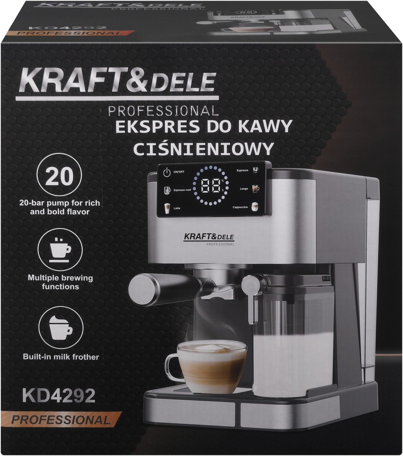 ESPRESSOKOHVIMASIN 1500W 20 BAR LCD KD4292