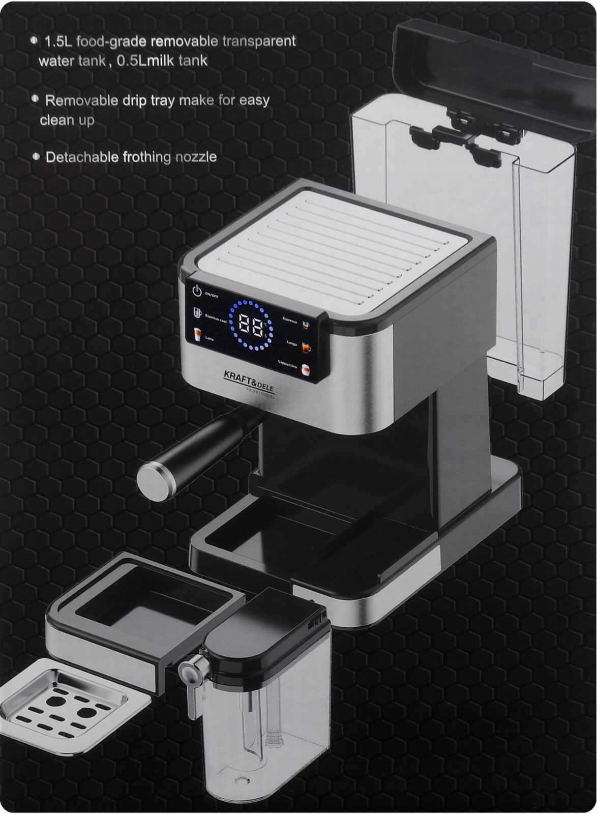 ESPRESSOKOHVIMASIN 1500W 20 BAR LCD KD4292