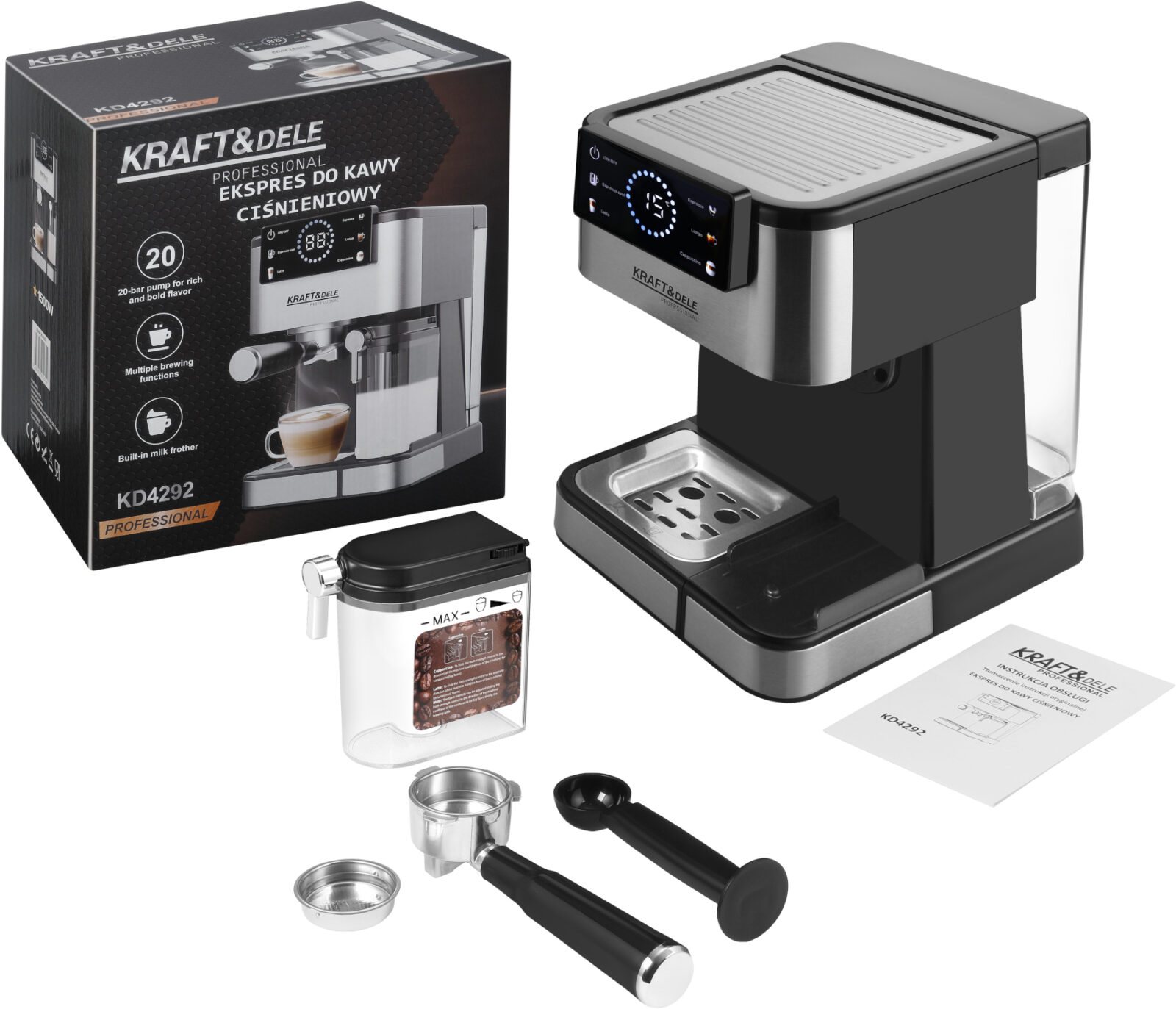 ESPRESSOKOHVIMASIN 1500W 20 BAR LCD KD4292