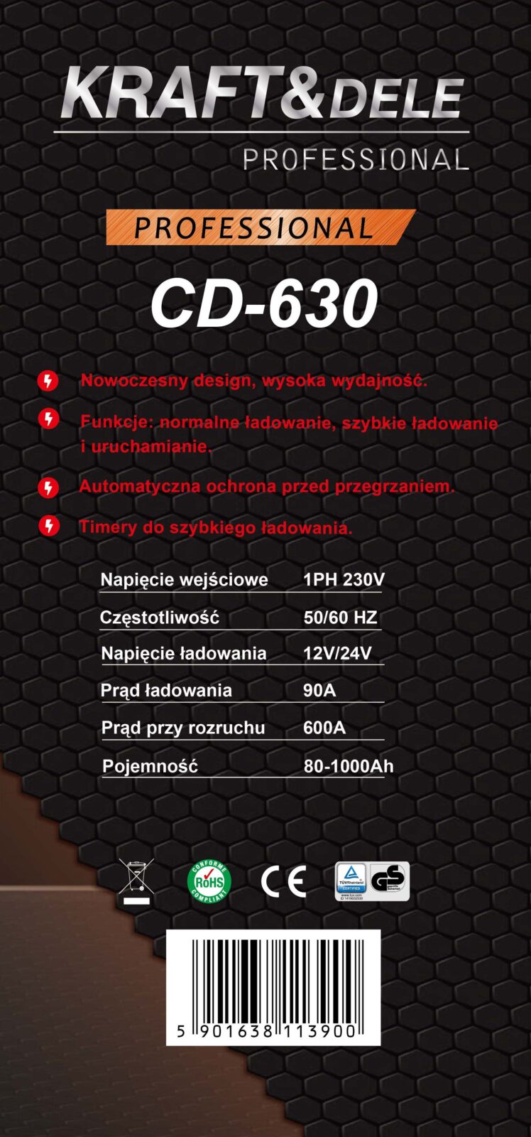 Akulaadija käivitusfunktsiooniga 540A 12/24V KD1904