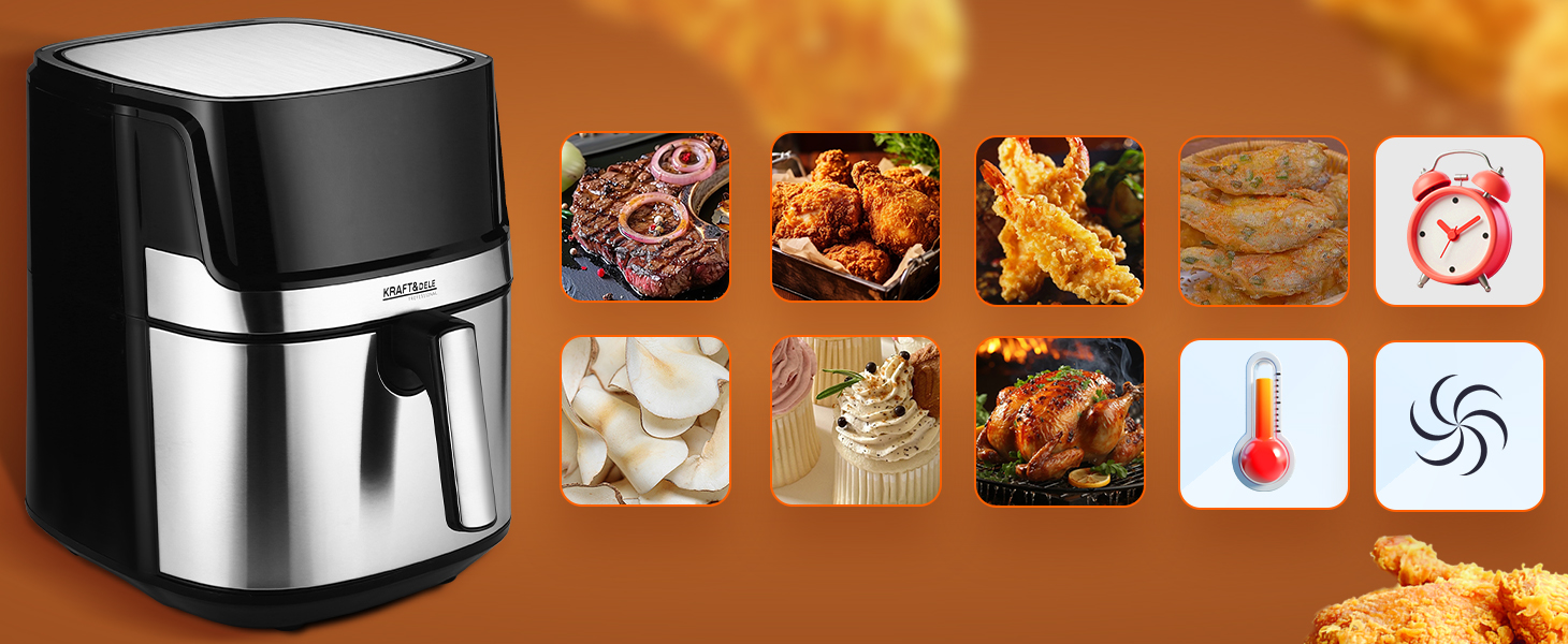 Airfryer rasvavaba fritüür 8L KRAFT&DELE KD4101 1850W