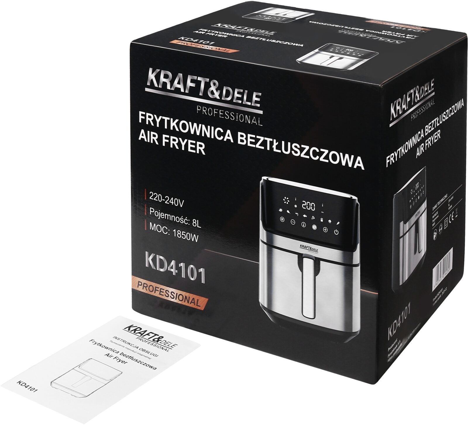 Airfryer rasvavaba fritüür 8L KRAFT&DELE KD4101 1850W