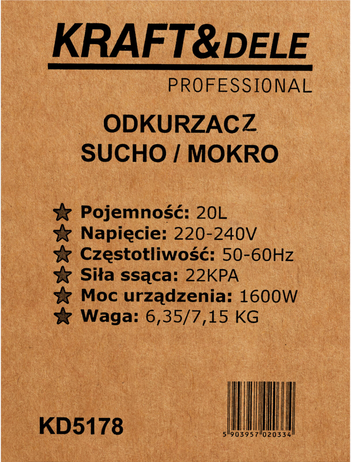 Märg/kuiv tolmuimeja 20L KD5178