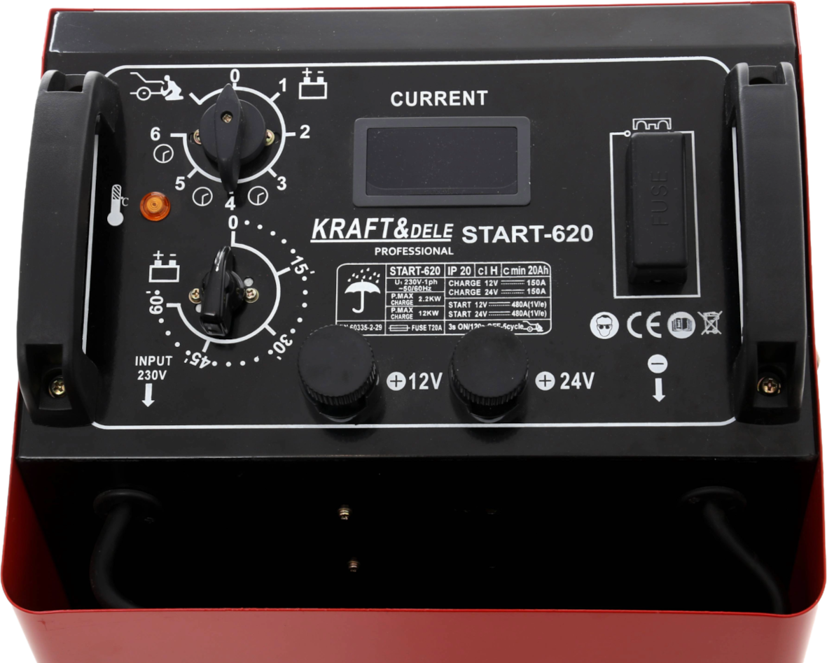 Akulaadija käivitusfunktsiooniga LCD 480A 12/24V KD1916