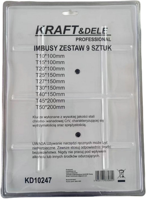 9 TORX-võtme komplekt KD10247