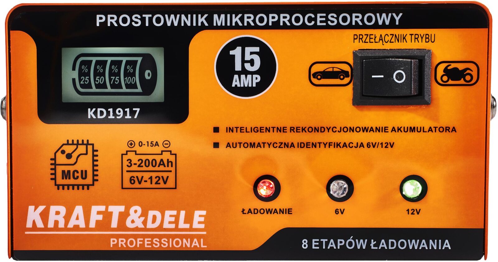 MIKROPROTSESSORIGA AKULAADIJA 15A 6/12V KD1917