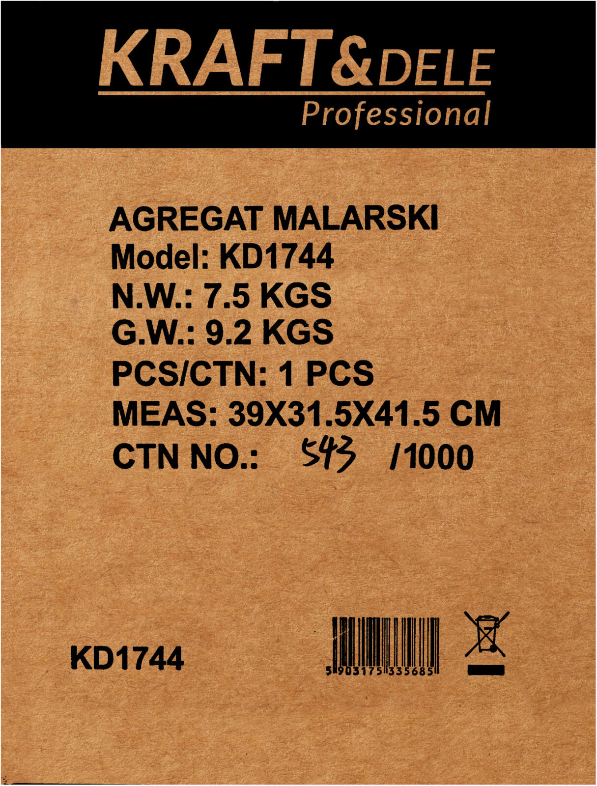 Hüdrodünaamiline värvimisagregaat 1500W KD1744