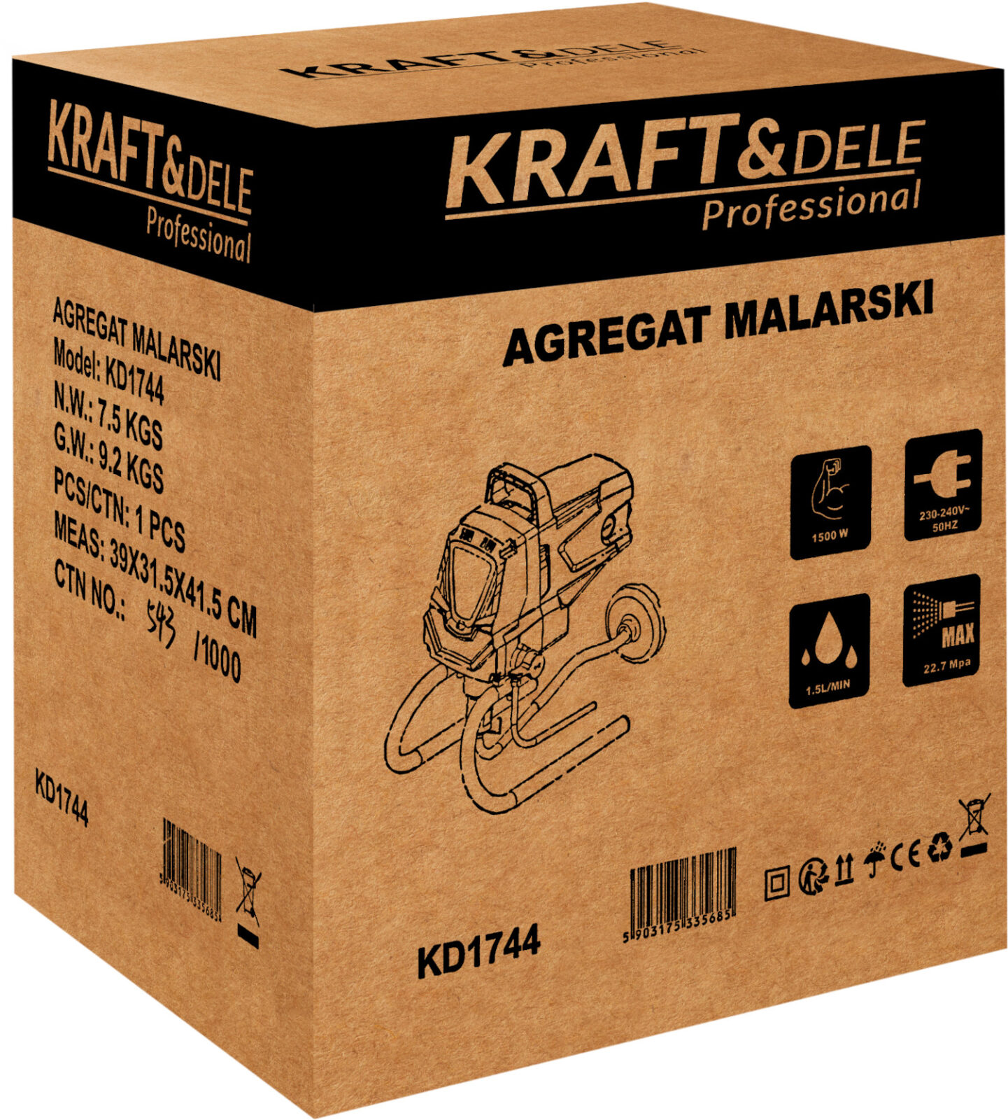 Hüdrodünaamiline värvimisagregaat 1500W KD1744