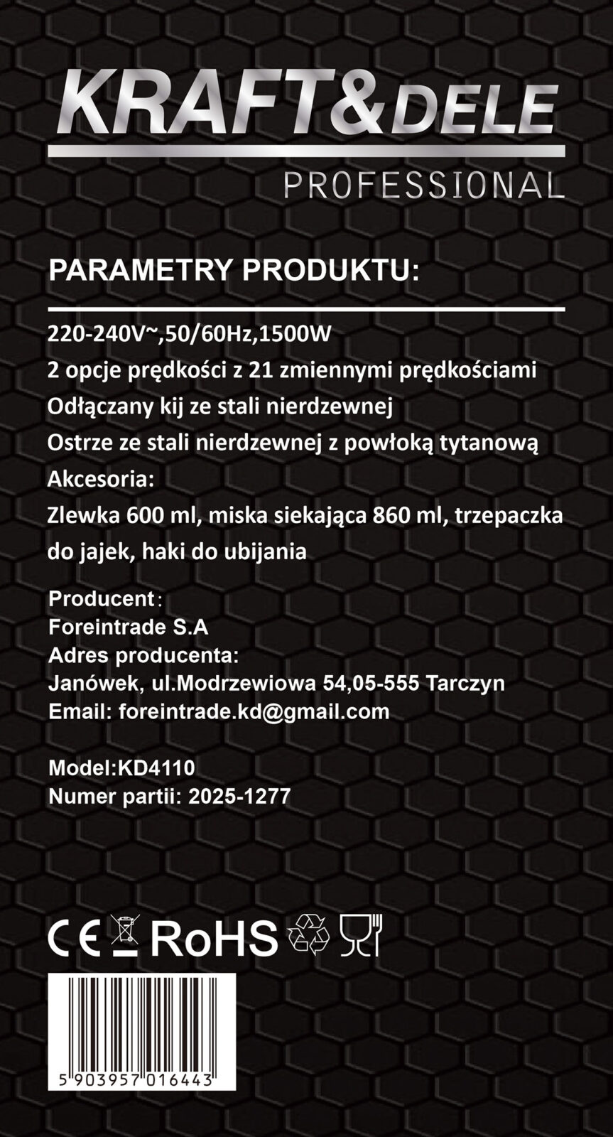 ELEKTRILINE KÄSIBLENDER + TARVIKUD KD4110