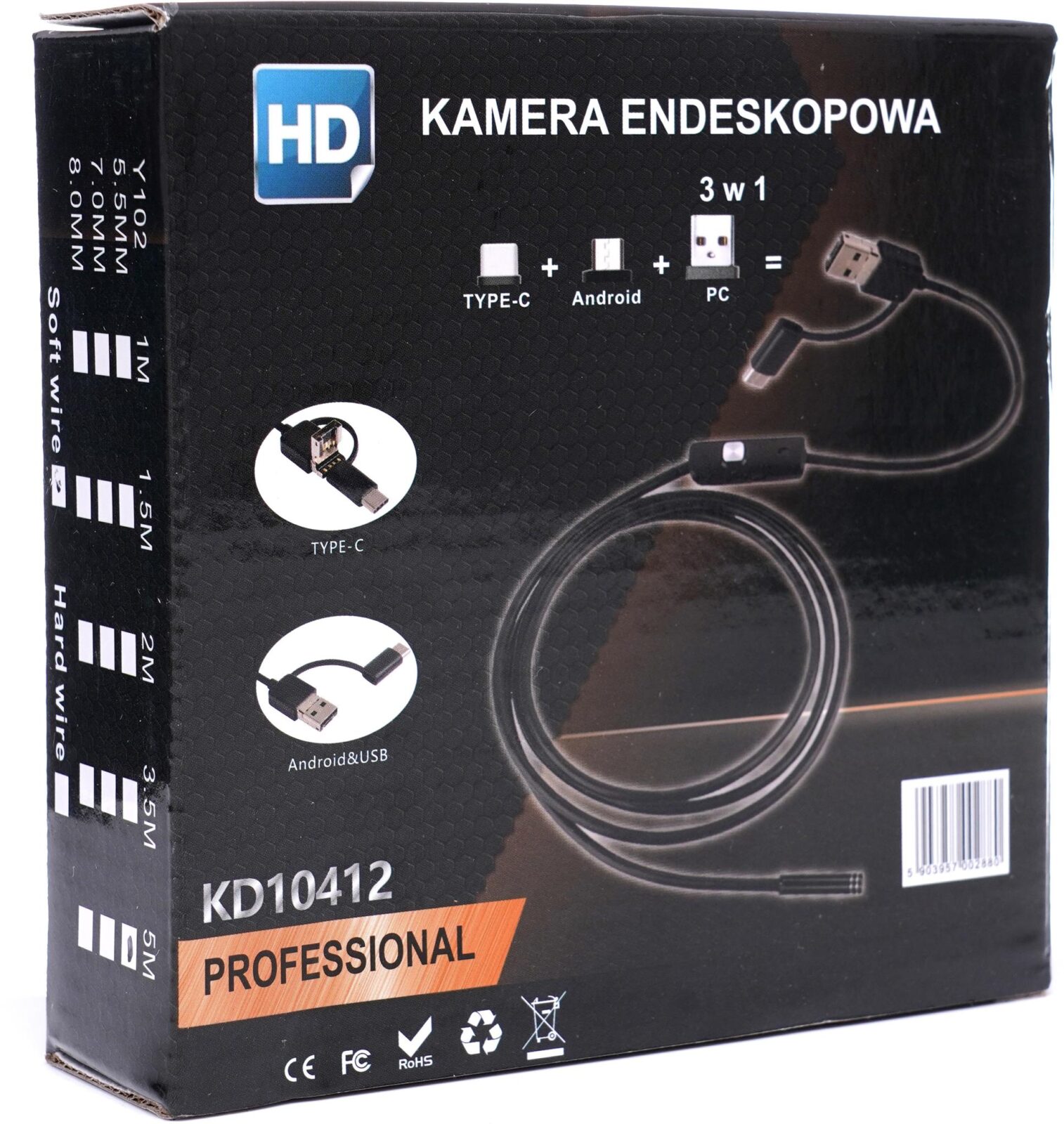 Endoskoop inspektsioonkaamera 3-ühes KD10412