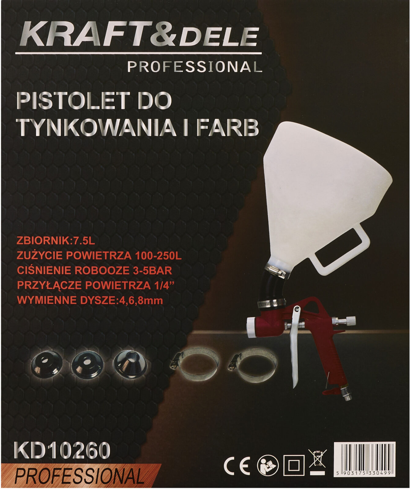 Pneumaatiline krohvipüstol 7,5L 1″ KD10260
