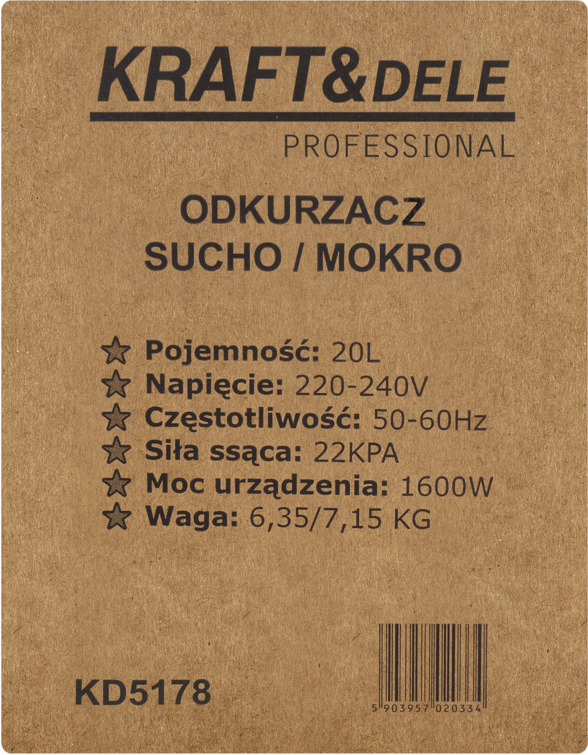 Märg/kuiv tolmuimeja 20L KD5178