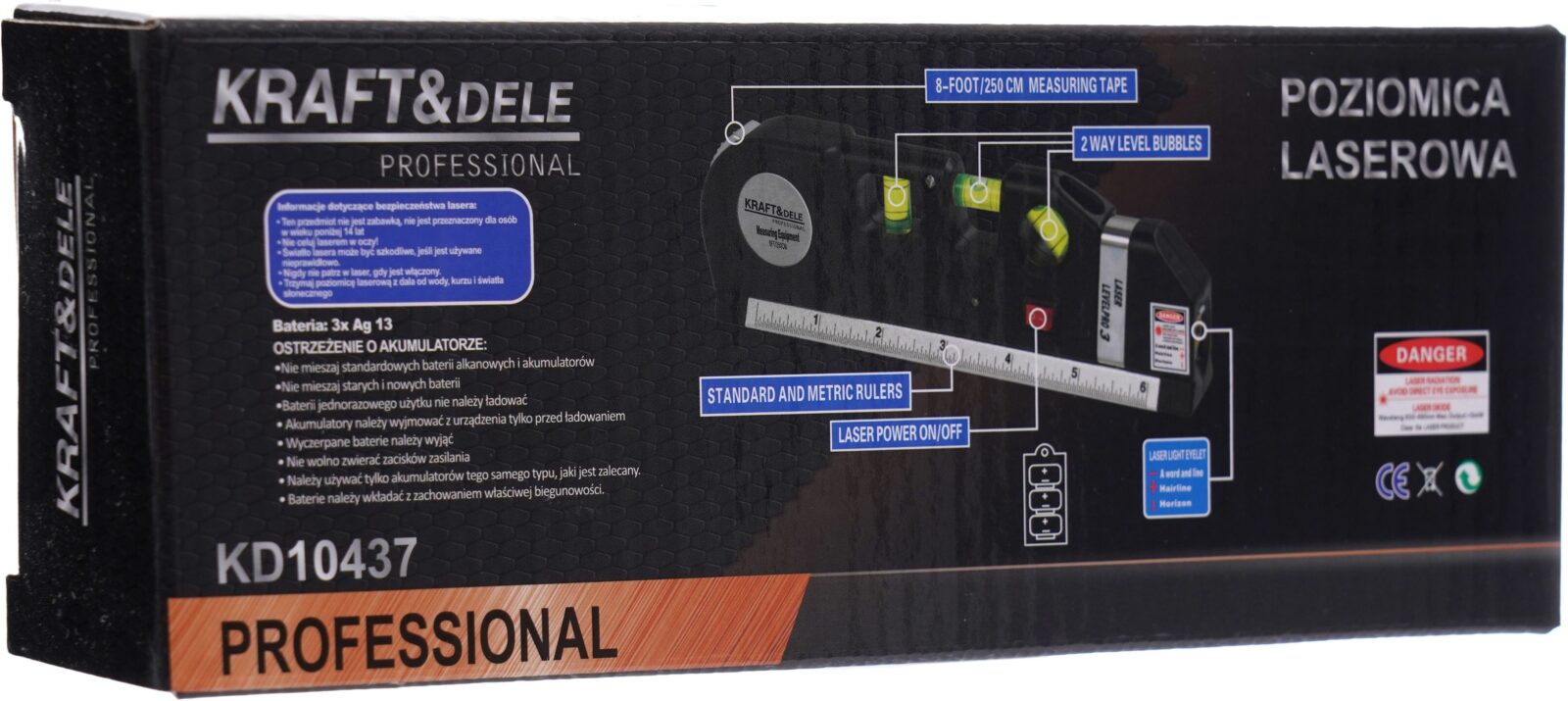 Lasernivoo mõõdulindiga 250cm KD10437