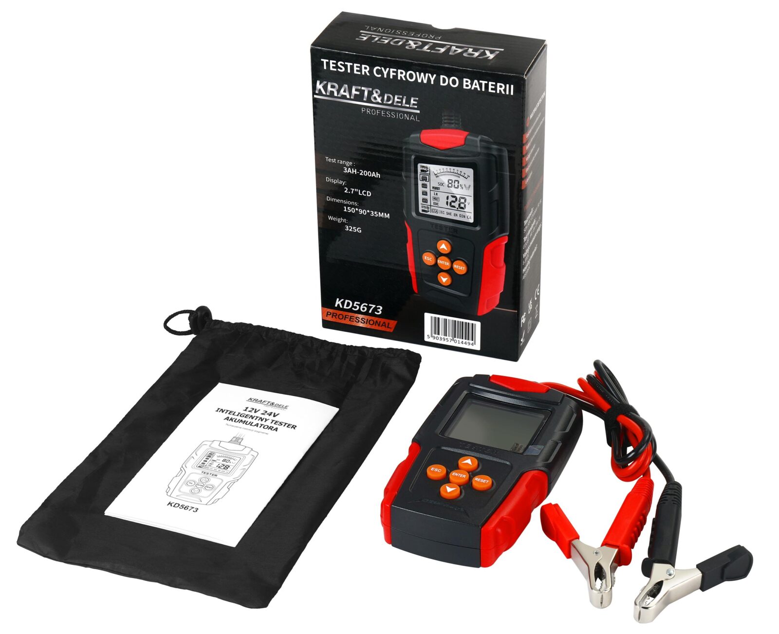 Digitaalne aku tester LED-ekraaniga 12 V 24 V 3 Ah–200 Ah KD5673