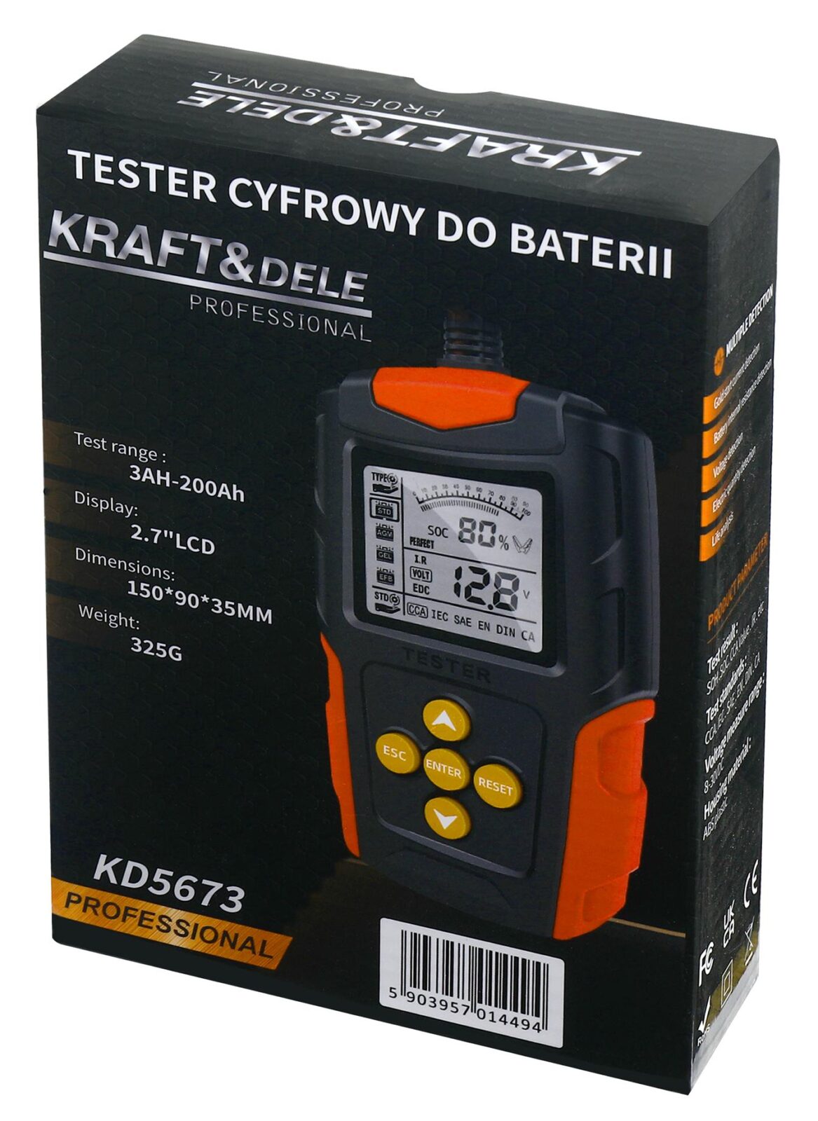 Digitaalne aku tester LED-ekraaniga 12 V 24 V 3 Ah–200 Ah KD5673