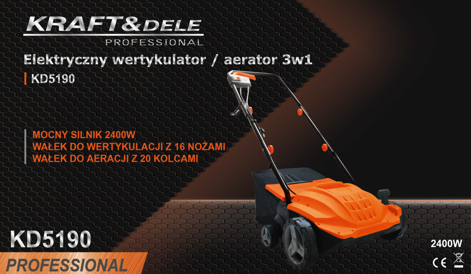 Muruõhustaja/vertikutaator elektriline 3-in-1 2400W 32cm KD5190