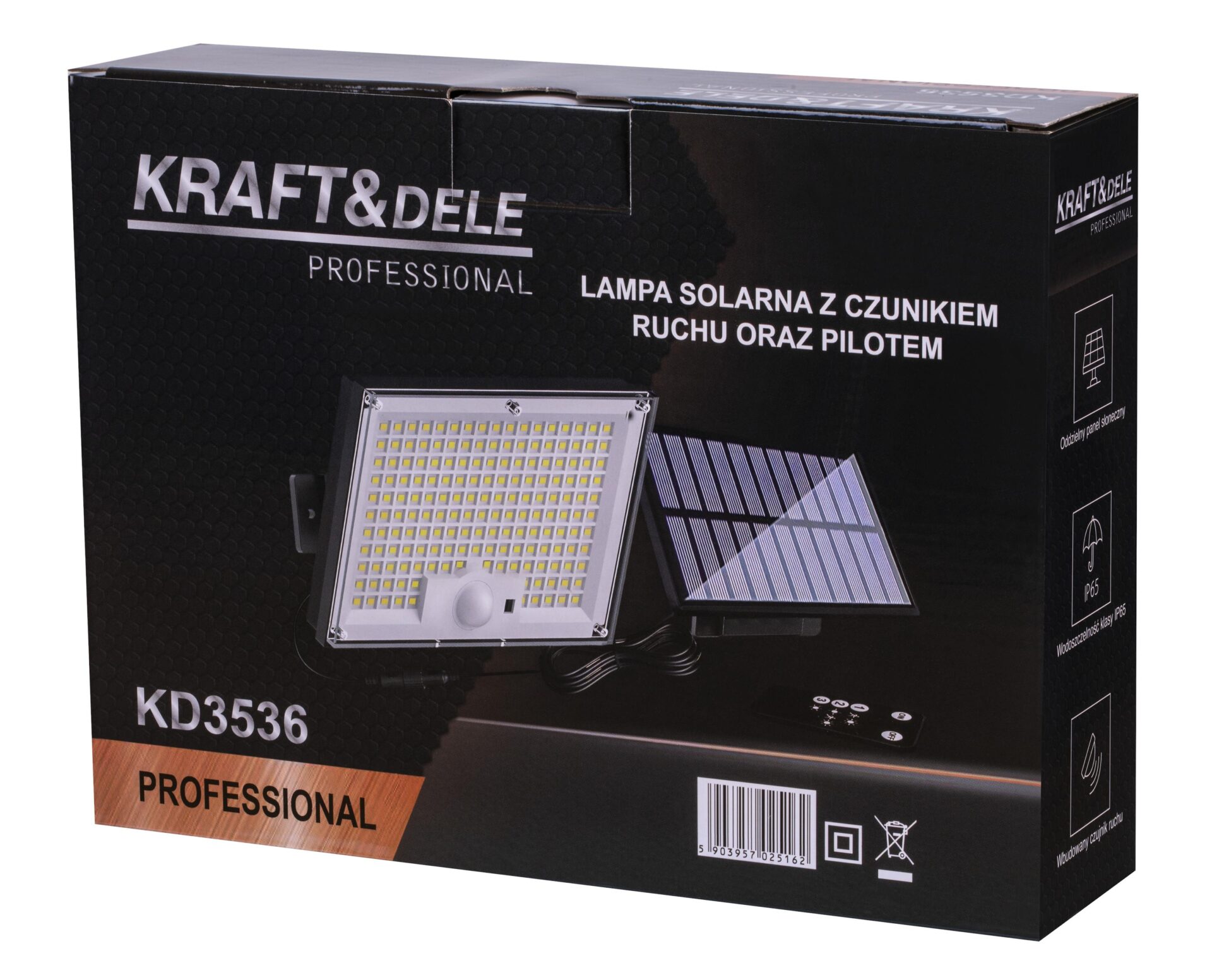 Päikeseenergial töötav liikumisanduriga lamp 750lm 2500mAh KD3536